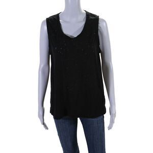 T Alexander Wang Womens Sleeveless Pullover V Neck Tank Top Black Size Small
